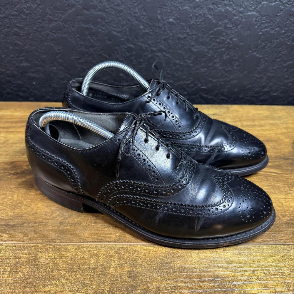 Hanover Wingtip Brogue 3355 Black Leather Oxford Dress Shoes Mens 8